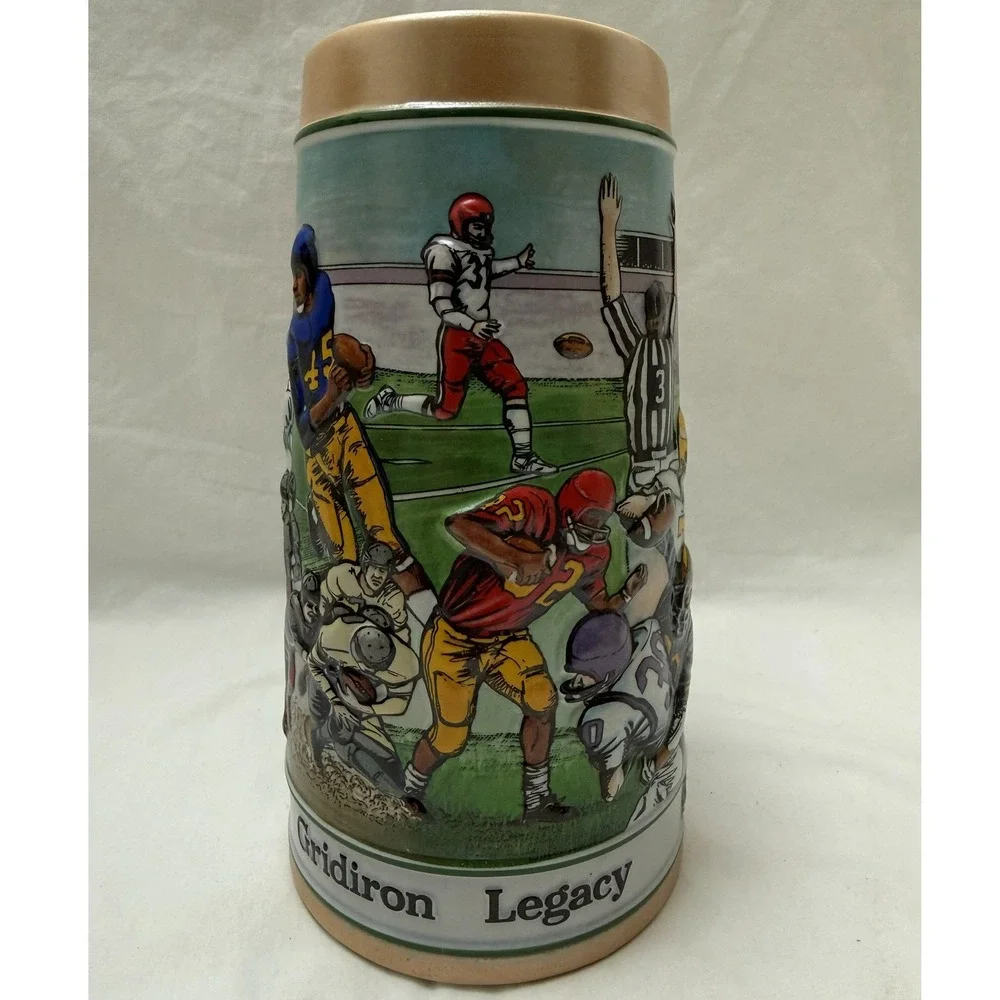 Vintage 1990 Budweiser Stein Gridiron Legacy Sports Series With‎ Box & COA